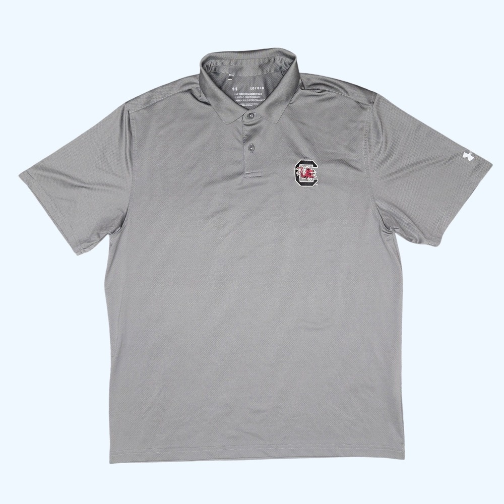 Under Armour South Carolina Gamecocks Performance Polo Shirt Gray Mens Large - Picture 2 of 6